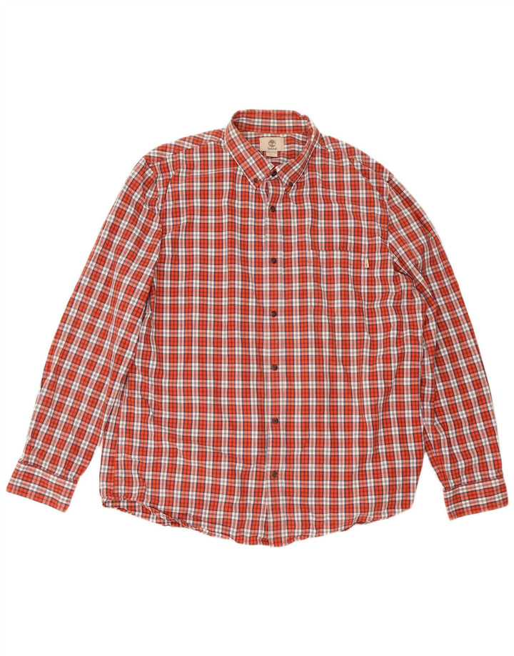 Camicia Timberland da uomo slim fit 2XL in cotone a quadri rossi