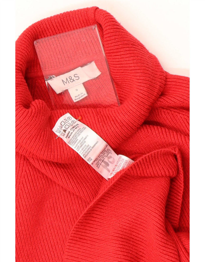 Maglione maglione a collo alto da donna Marks & Spencer UK 10 piccolo viscosa rossa