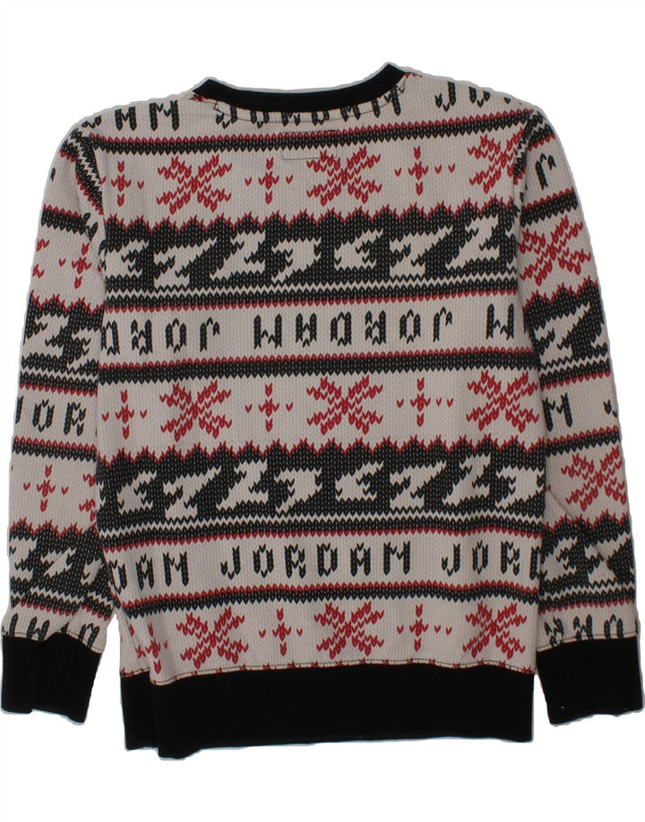 JORDAN Girls Abstract Pattern Sweatshirt Jumper 10-11 Years Medium  White Vintage Jordan and Second-Hand Jordan from Messina Hembry 