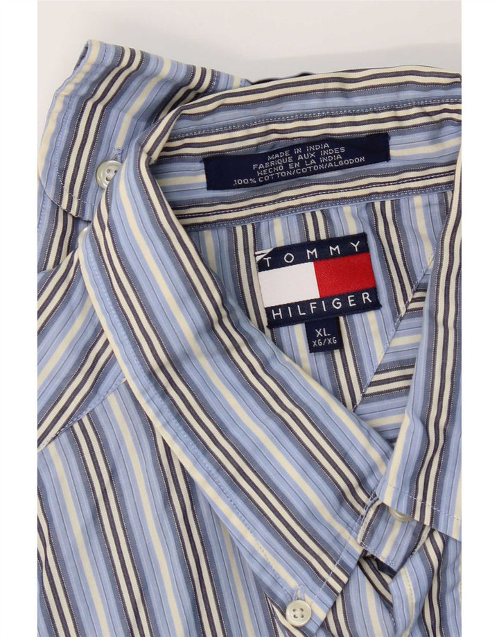 Camicia da uomo Tommy Hilfiger XL in cotone a righe blu