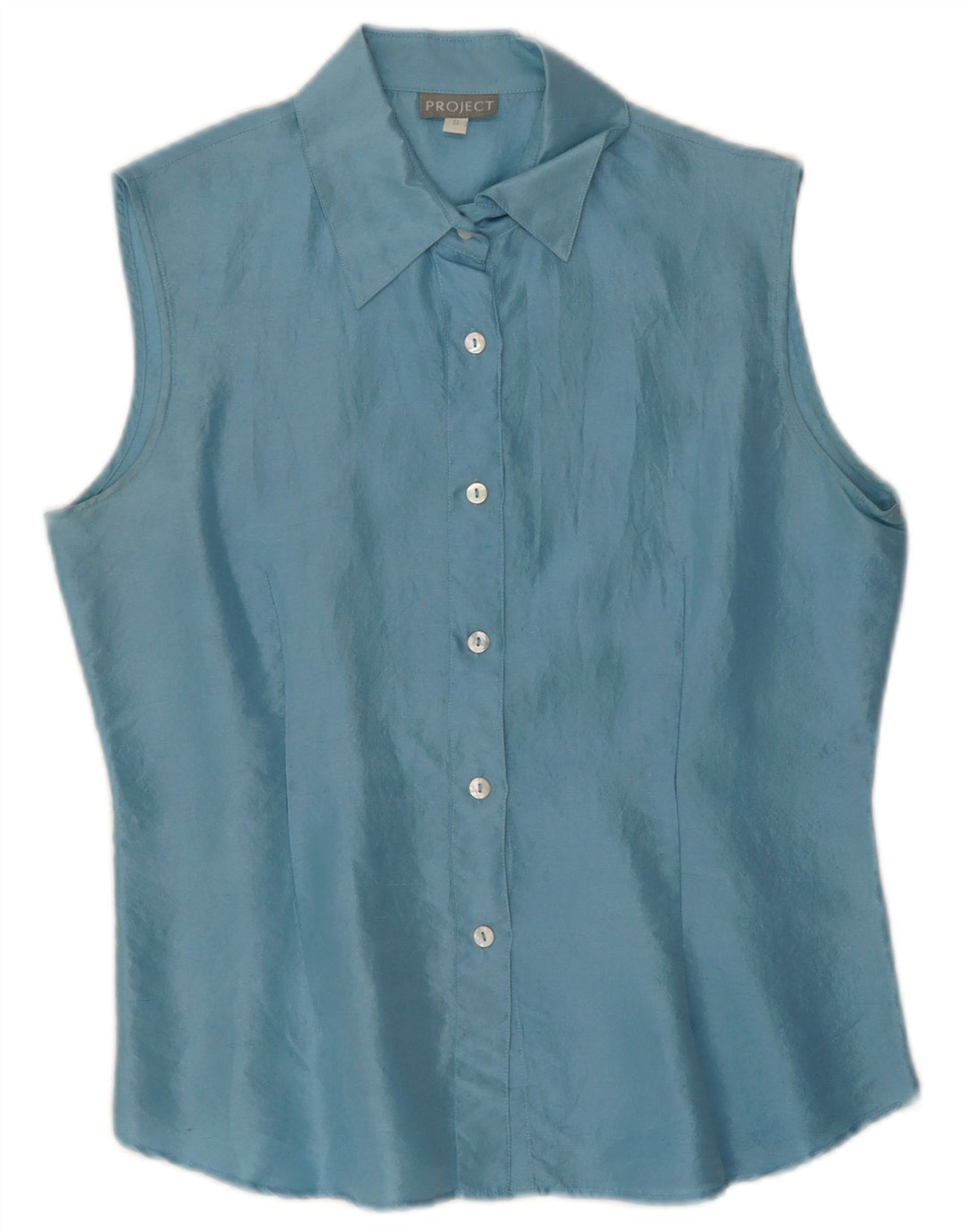 Camicetta senza maniche da donna Project UK 10 piccola seta blu
