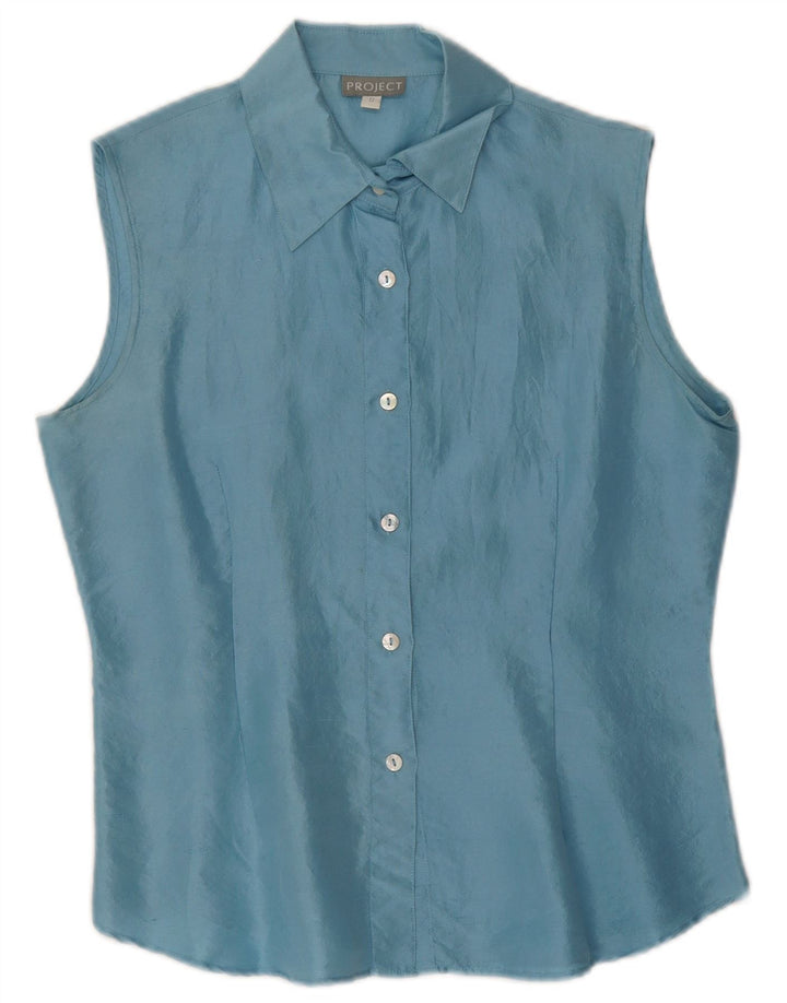 Camicetta senza maniche da donna Project UK 10 piccola seta blu