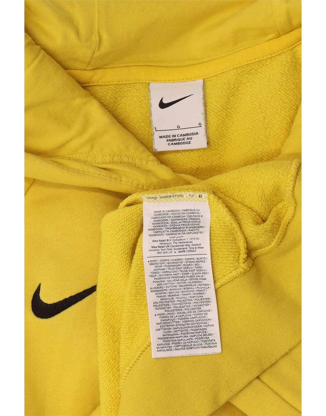 Felpa con cappuccio da uomo Nike Large in cotone giallo