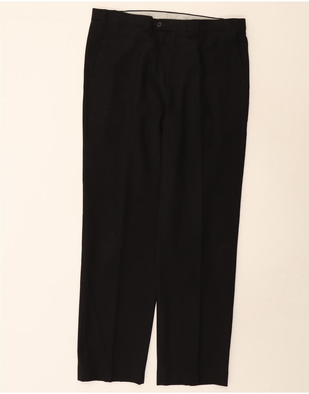 MARKS & SPENCER Pantaloni da abito vestibilità regolare da uomo W36 L33 Poliestere nero
