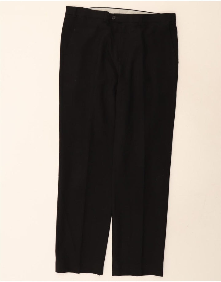 MARKS & SPENCER Pantaloni da abito vestibilità regolare da uomo W36 L33 Poliestere nero