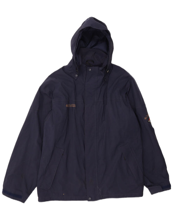 Giacca a vento oversize con cappuccio da uomo Columbia UK 42 XL Nylon blu navy
