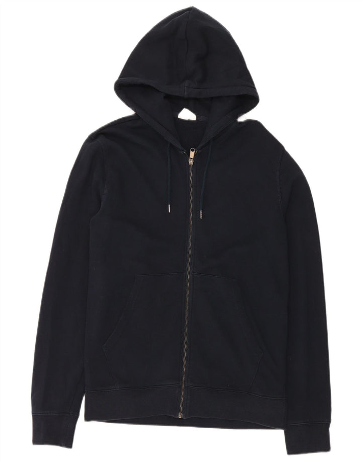 Maglione con cappuccio e zip da uomo Marks & Spencer piccolo in cotone blu navy