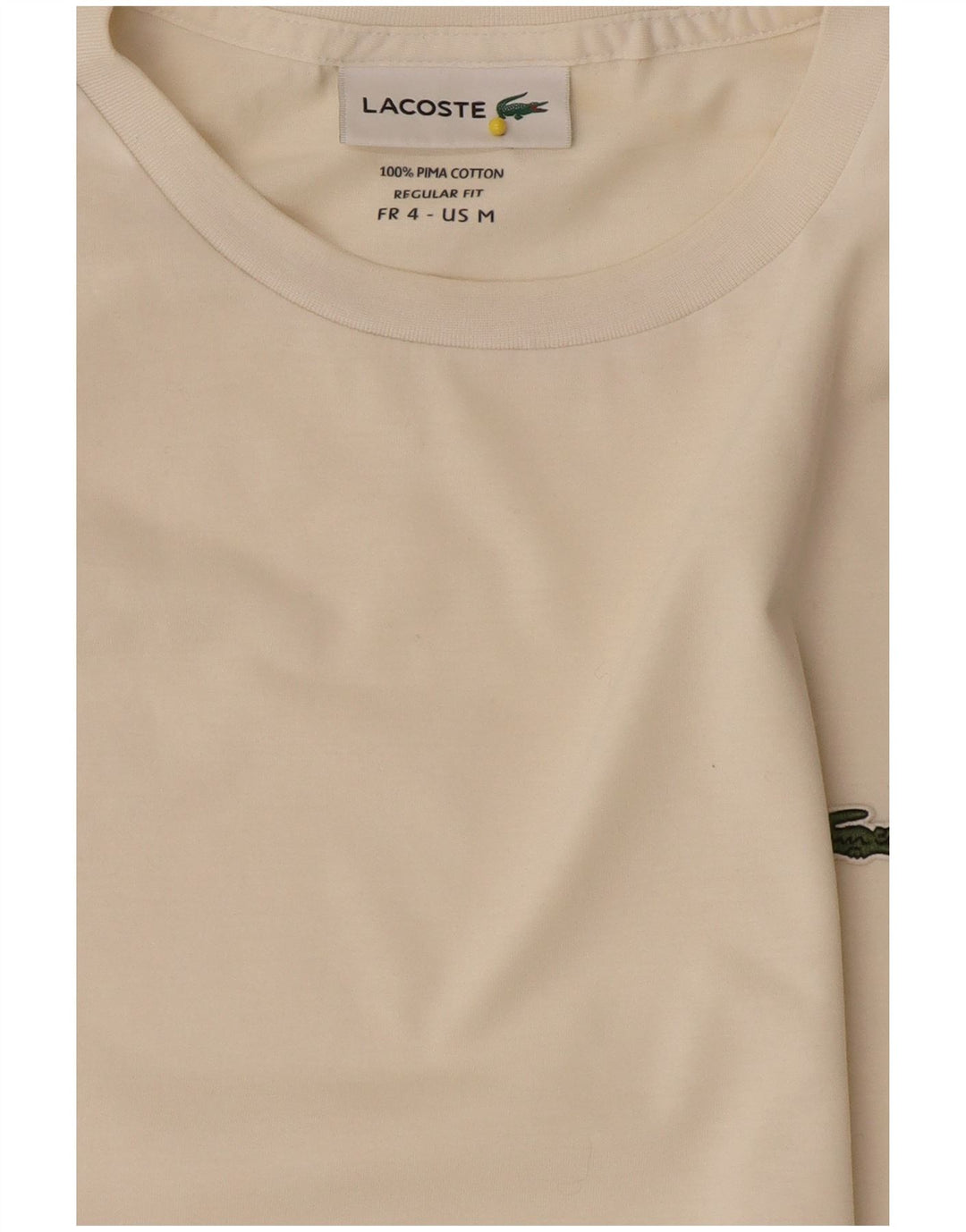 T-shirt da donna dalla vestibilità regolare Lacoste, taglia 4, cotone bianco sporco medio