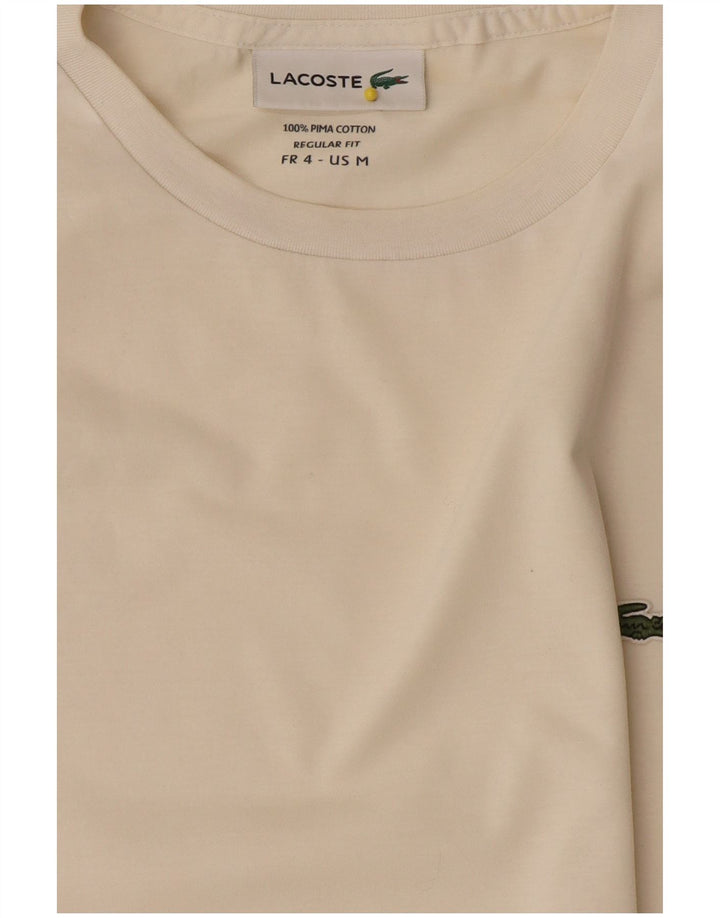 T-shirt da donna dalla vestibilità regolare Lacoste, taglia 4, cotone bianco sporco medio