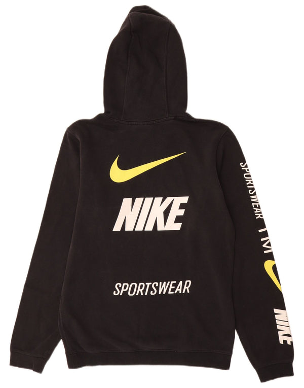 Felpa con cappuccio grafica Nike da uomo piccola in cotone nero