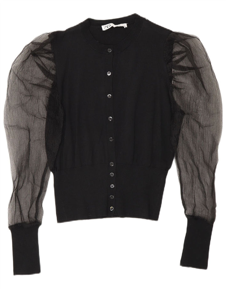 Top Cardigan Donna Zara Viscosa Nera Media