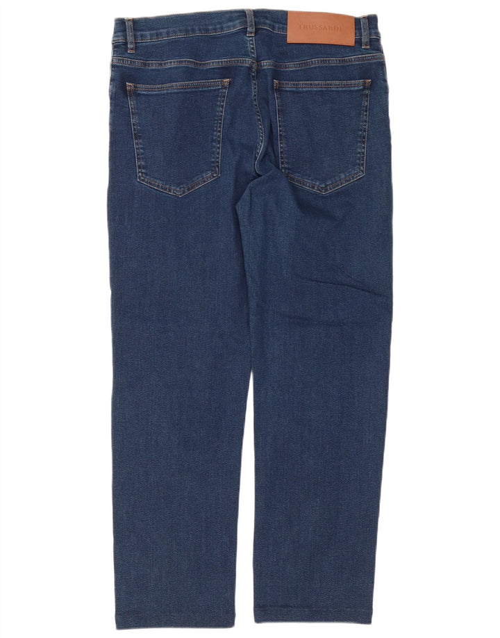 Jeans Dritti Uomo TRUSSARDI W36 L28 Blu Navy Cotone