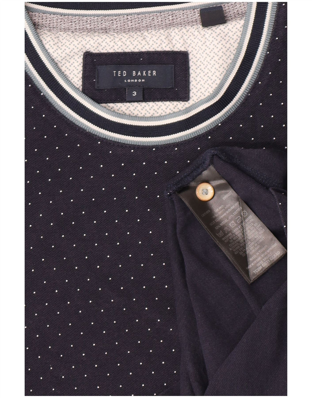 T-shirt da uomo Ted Baker taglia 3 media modal maculato blu navy