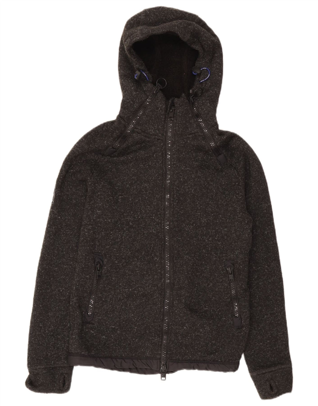 Maglione con cappuccio e zip da uomo Superdry piccolo poliestere chiazzato grigio