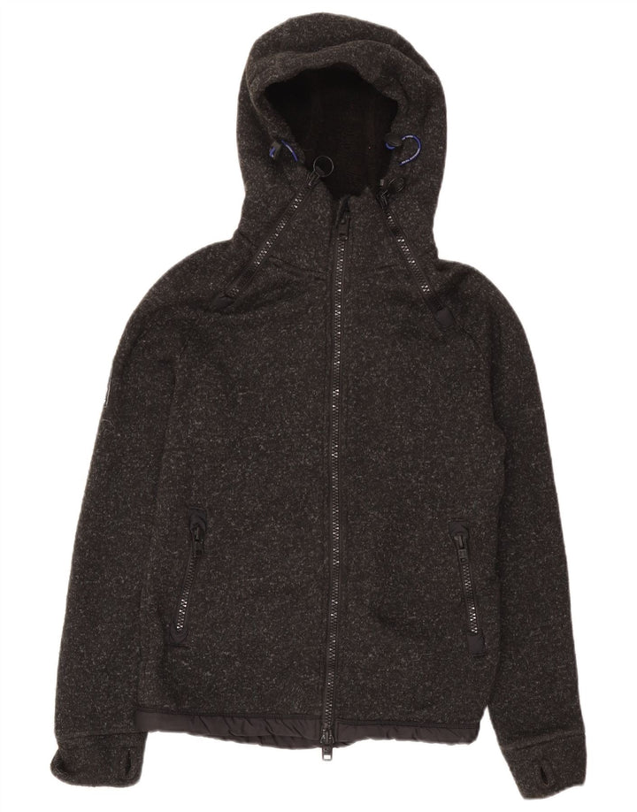 Maglione con cappuccio e zip da uomo Superdry piccolo poliestere chiazzato grigio