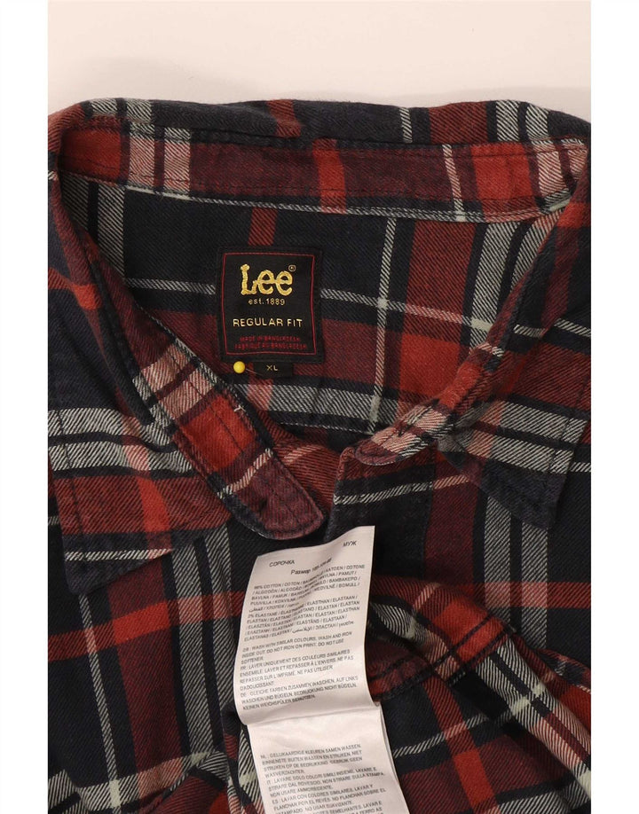 Camicia Lee da uomo in flanella vestibilità regolare XL cotone a quadri blu navy