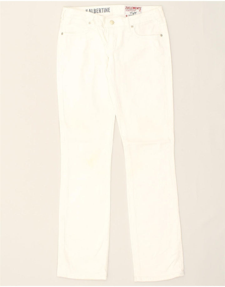 VINTAGE Womens Straight Casual Trousers W27 L33  White Cotton | Vintage Vintage | Thrift | Second-Hand Vintage | Used Clothing | Messina Hembry 