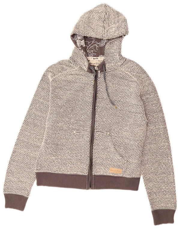 WEIRD FISH Maglione con cappuccio e zip da donna UK 6 XS Cotone grigio