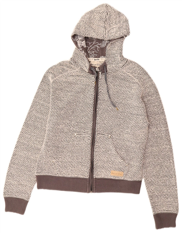 WEIRD FISH Maglione con cappuccio e zip da donna UK 6 XS Cotone grigio