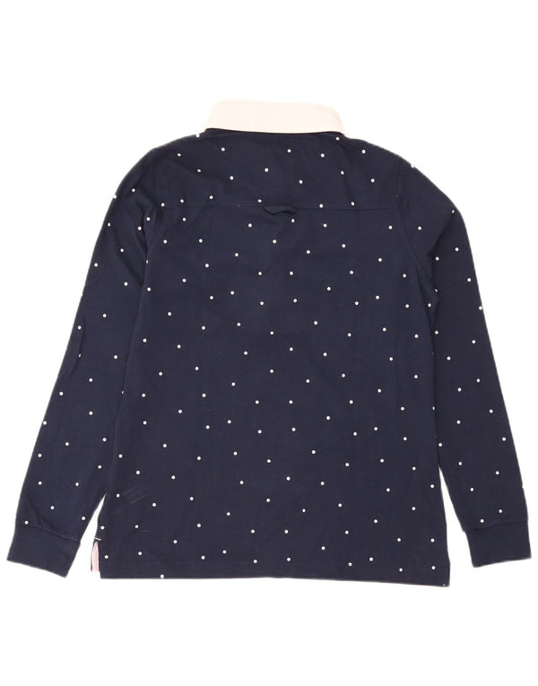 Crew Clothing Polo da rugby da donna UK 14 Large Blu Navy Maculato