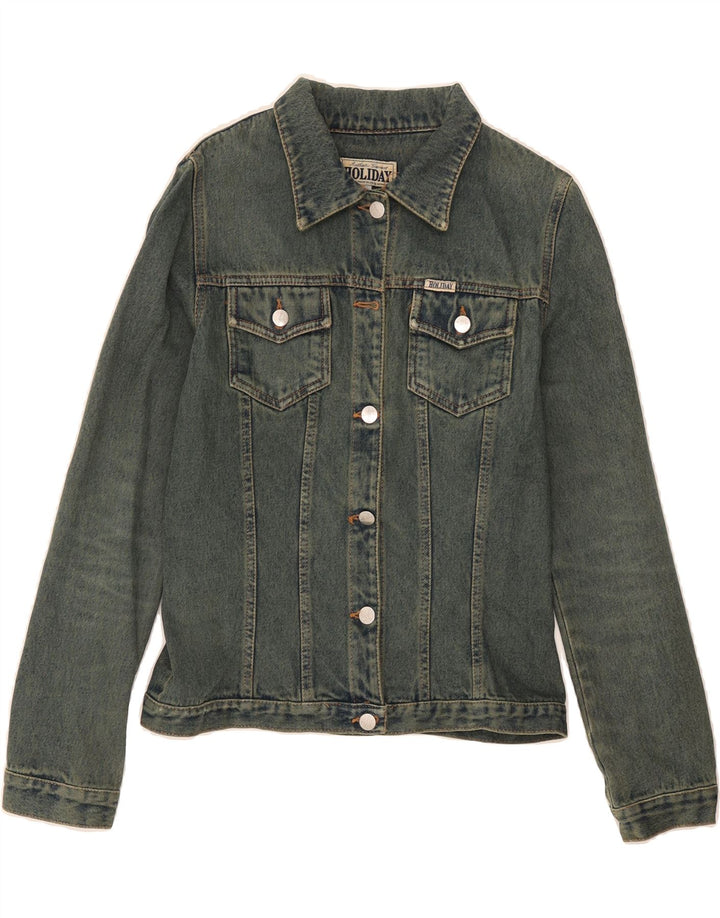 HOLIDAY Womens Denim Jacket UK 12 Medium Blue Vintage Holiday and Second-Hand Holiday from Messina Hembry 