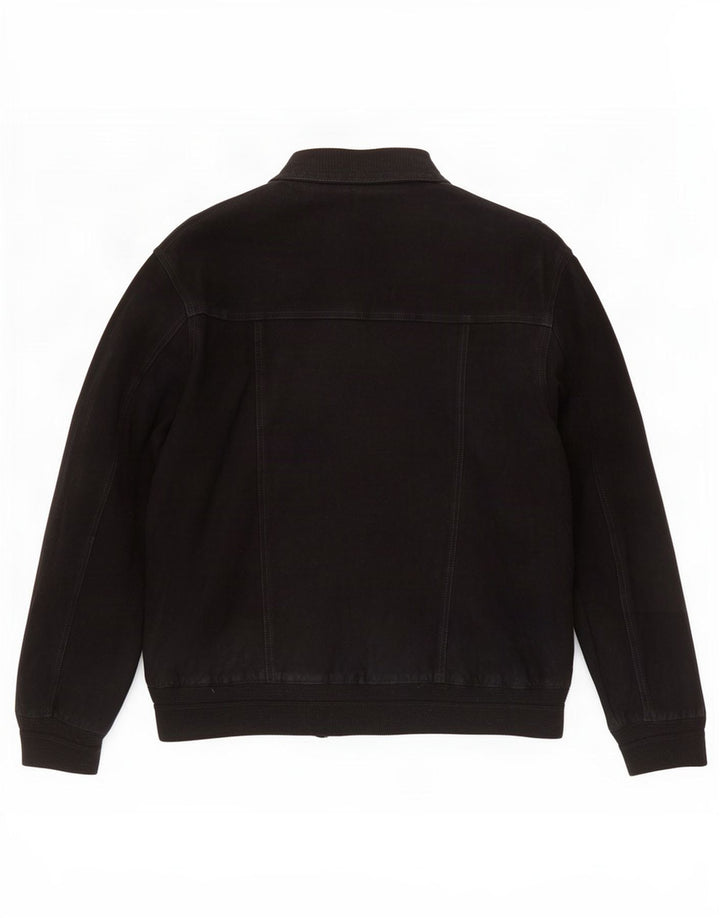 Giubbotto bomber in pelle scamosciata vintage da uomo UK 38 medio nero