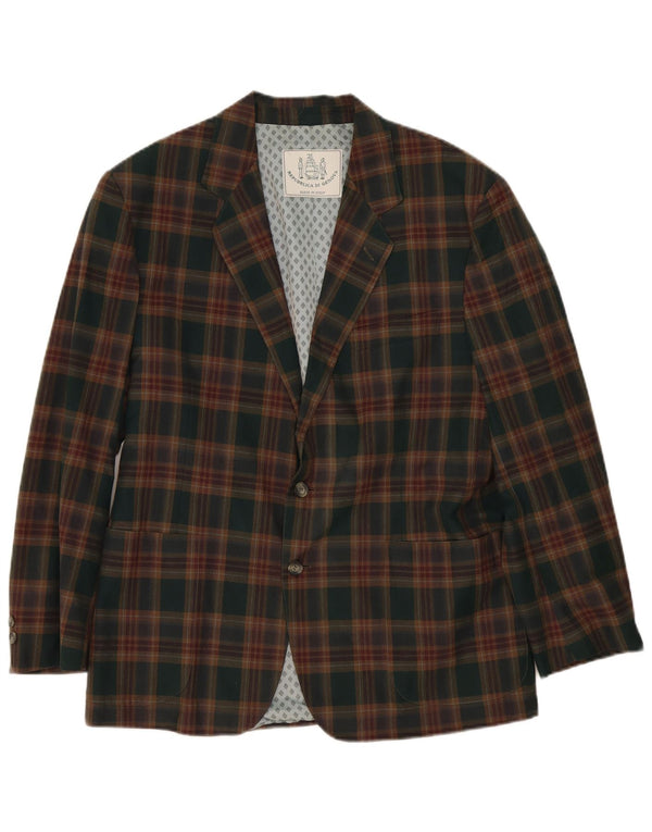 Giacca blazer vintage da uomo a 2 bottoni UK 40 grande motivo a quadri verdi