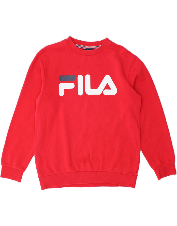 FILA Mens Graphic Sweatshirt Jumper Small Red Cotton Vintage Fila and Second-Hand Fila from Messina Hembry 