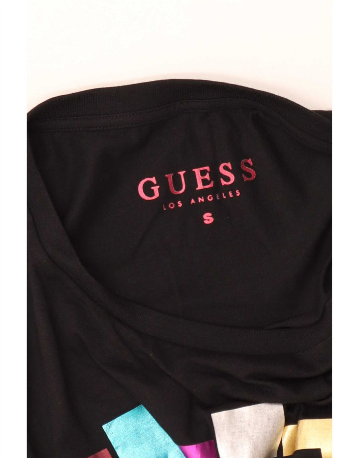 Guess T-shirt grafica da donna Top UK 10 Small Nera