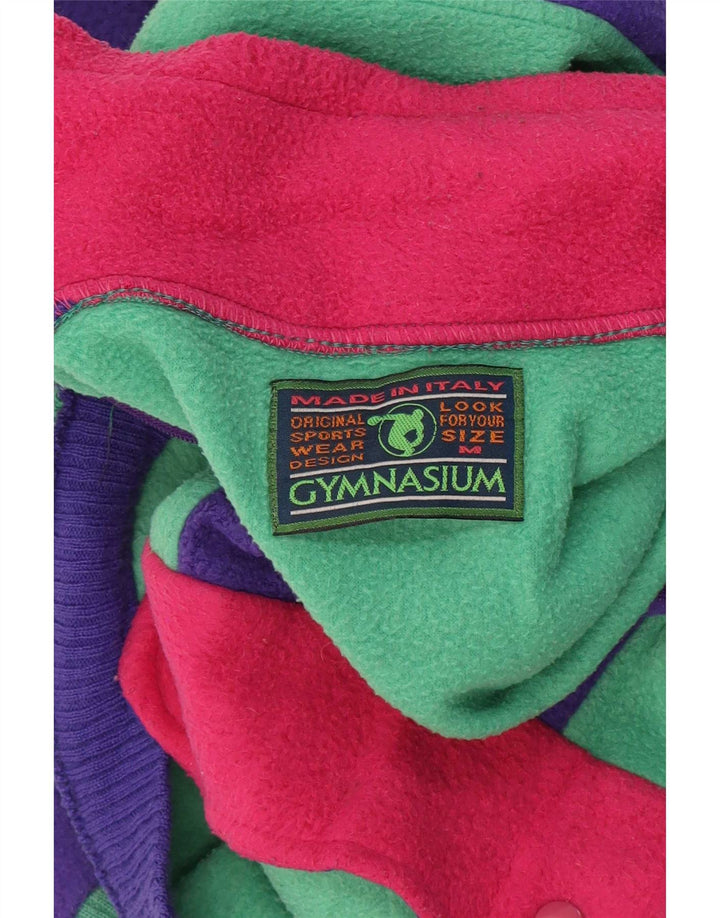 Maglione in pile da uomo con zip e collo da palestra, poliestere color block verde medio