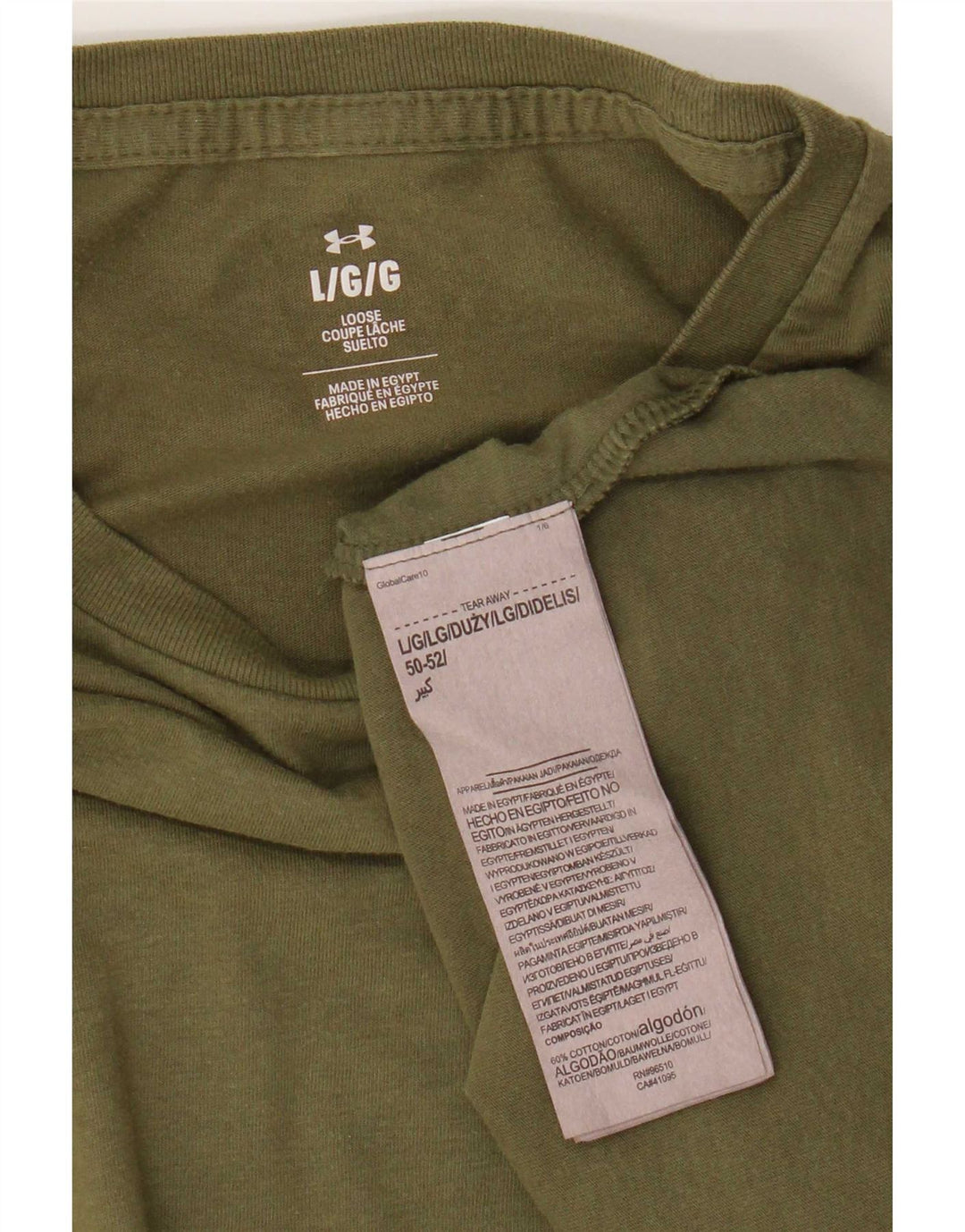 T-shirt da uomo Under Armour Top Large in cotone kaki
