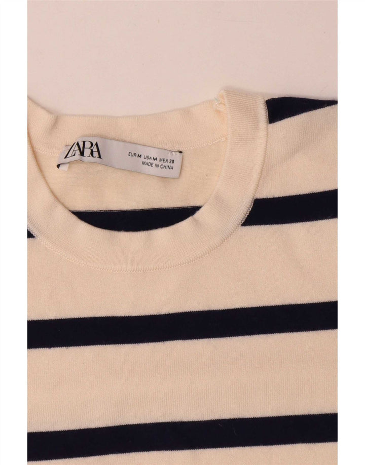 Top Blusa Da Donna Zara UK 14 A Righe Bianche Medie