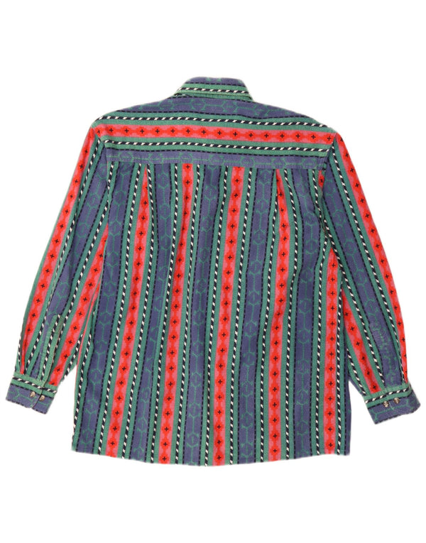 Camicia da uomo in flanella VINTAGE taglia 38 cotone a righe blu medio