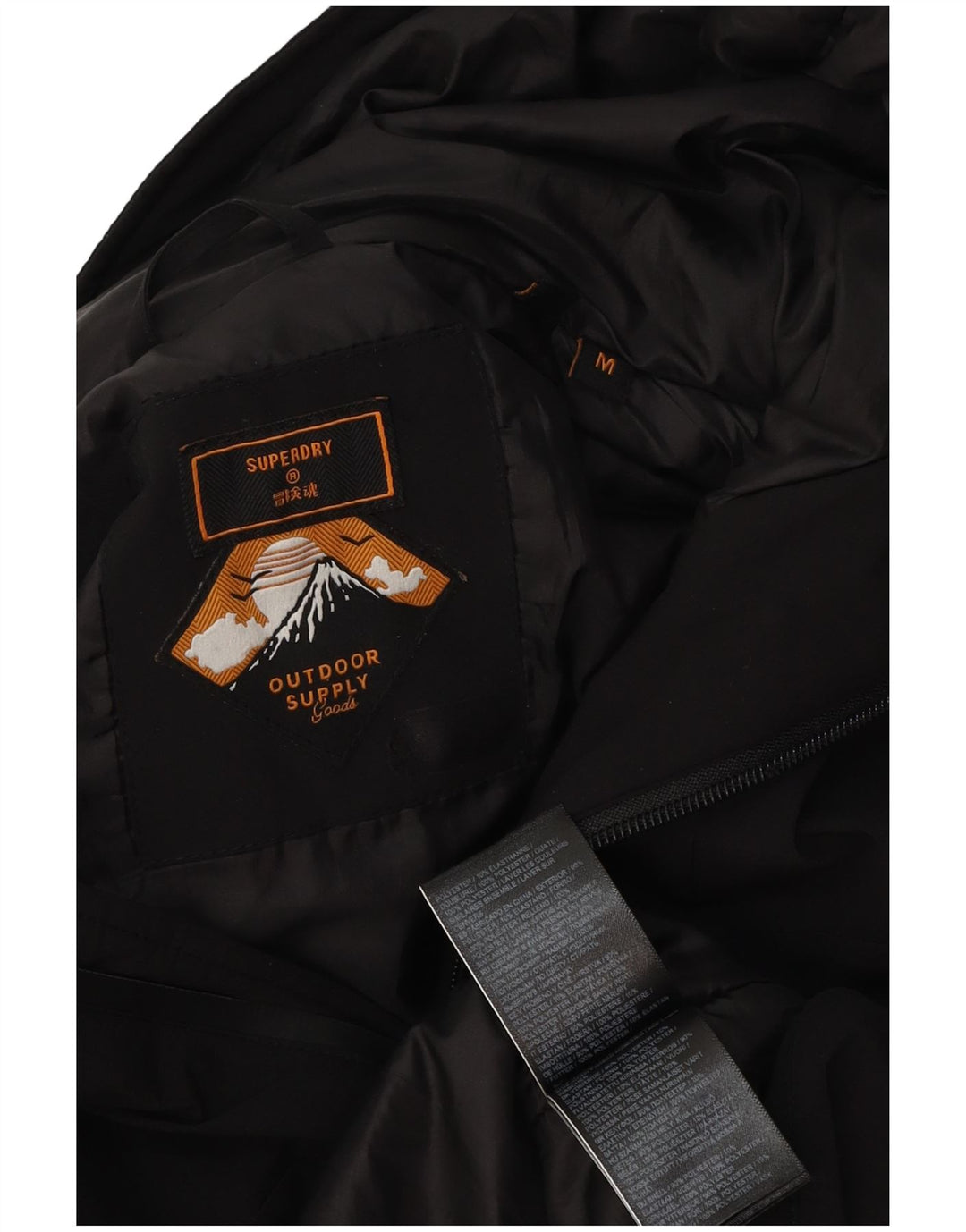 Giacca a vento con cappuccio da uomo Superdry UK 38 poliestere nero medio