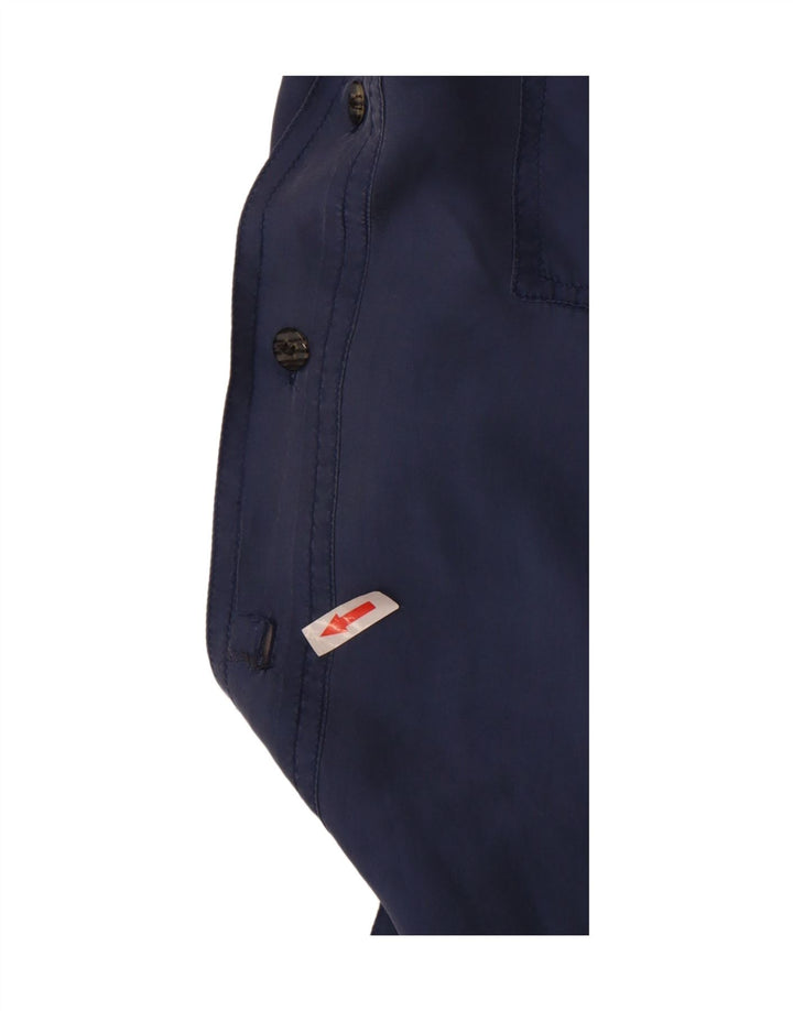 Camicia vintage da uomo a maniche corte grande classica in seta blu