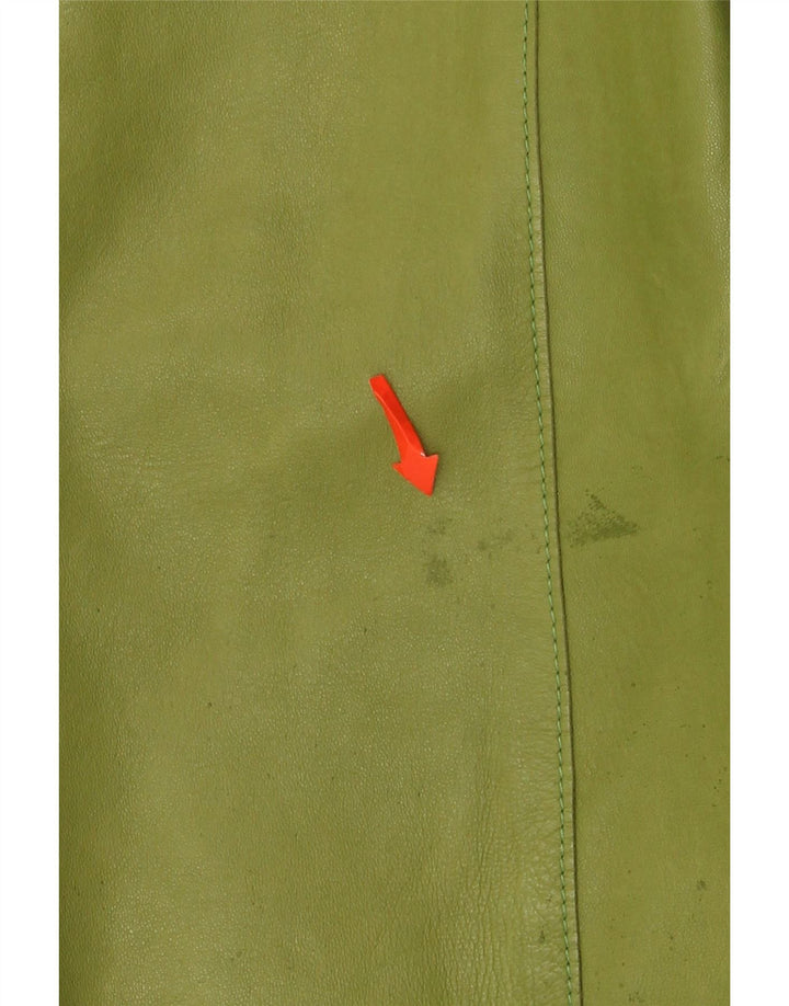 Giacca blazer in pelle da donna a 4 bottoni Enrico Mandelli UK 14 Verde medio