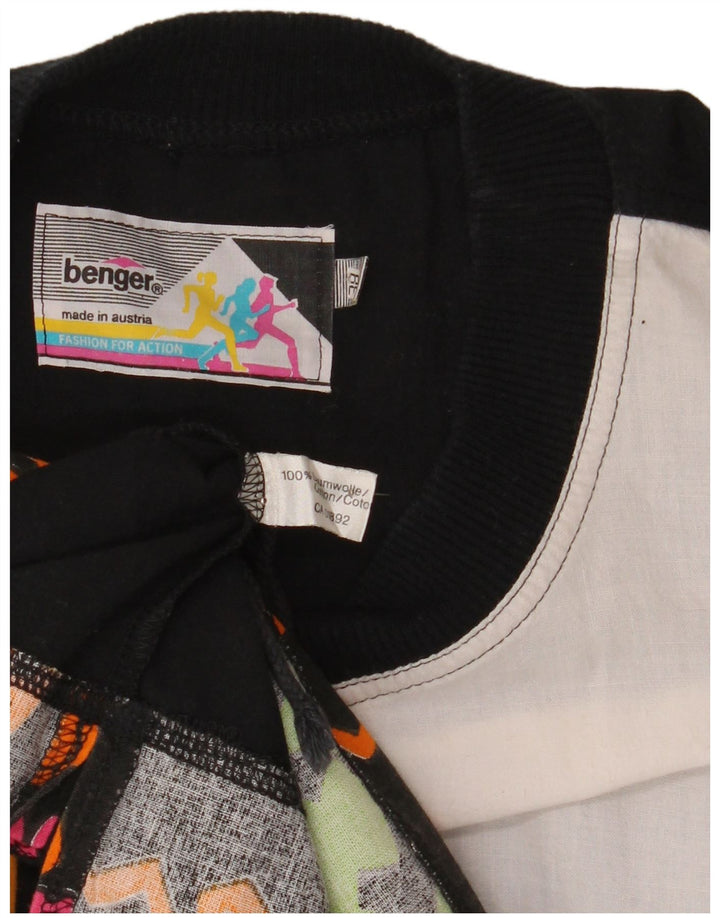 BENGER Top grafico da donna manica 3/4 EU 38 blocco colore nero medio