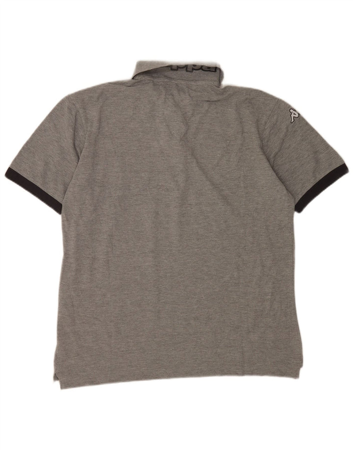 Polo grafica da uomo KAPPA grande in cotone color block grigio