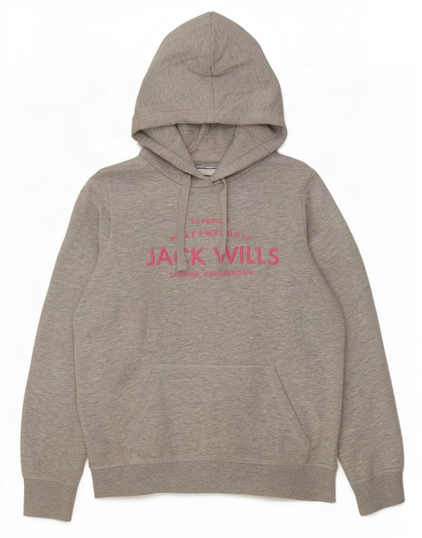 Maglione con cappuccio oversize grafico da donna Jack Wills UK 10 piccolo grigio chiazzato