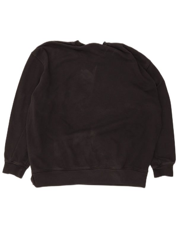 Felpa oversize con grafica Adidas da donna, maglione UK 12, cotone nero medio