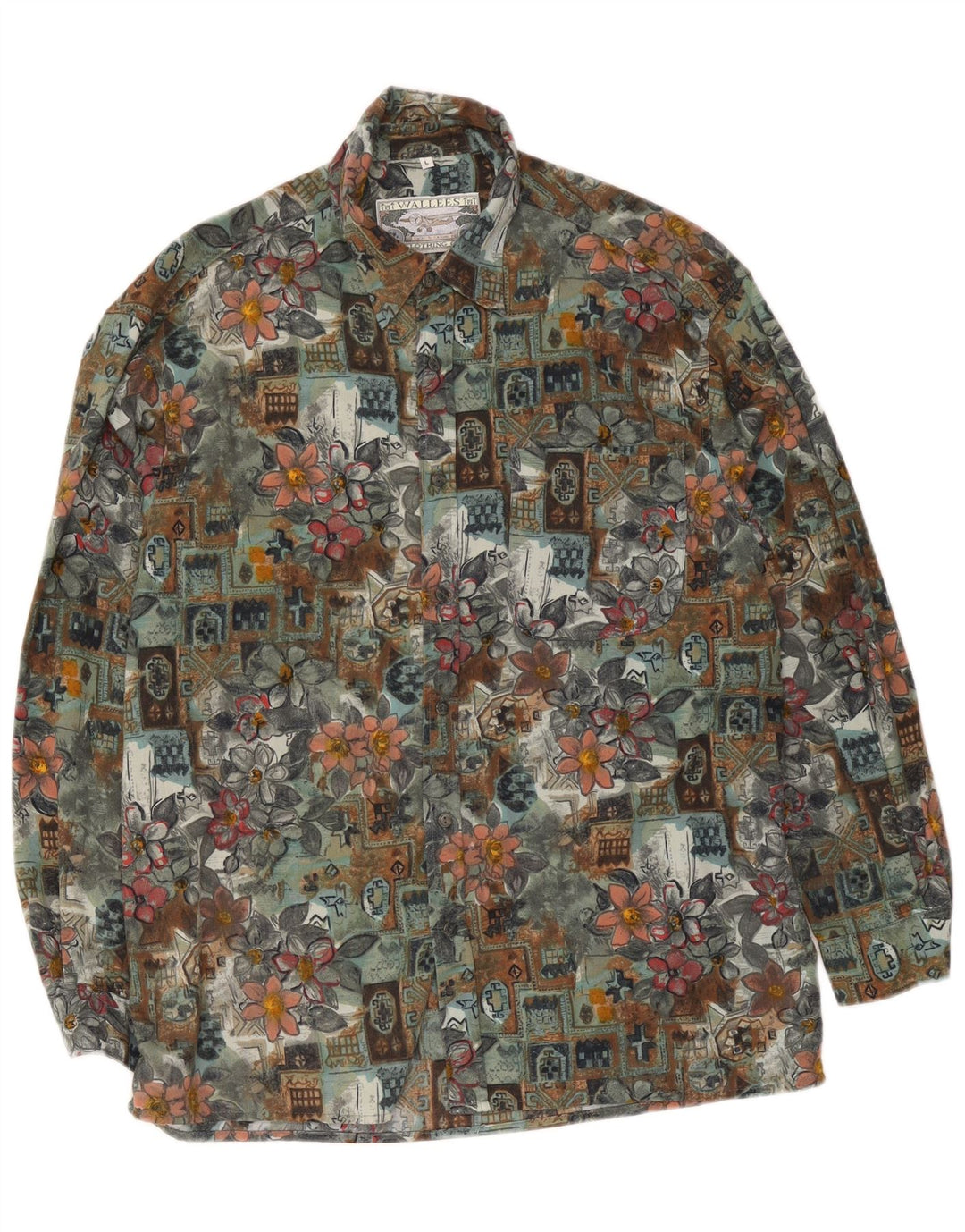 Camicia da uomo Wallees grande poliestere floreale verde