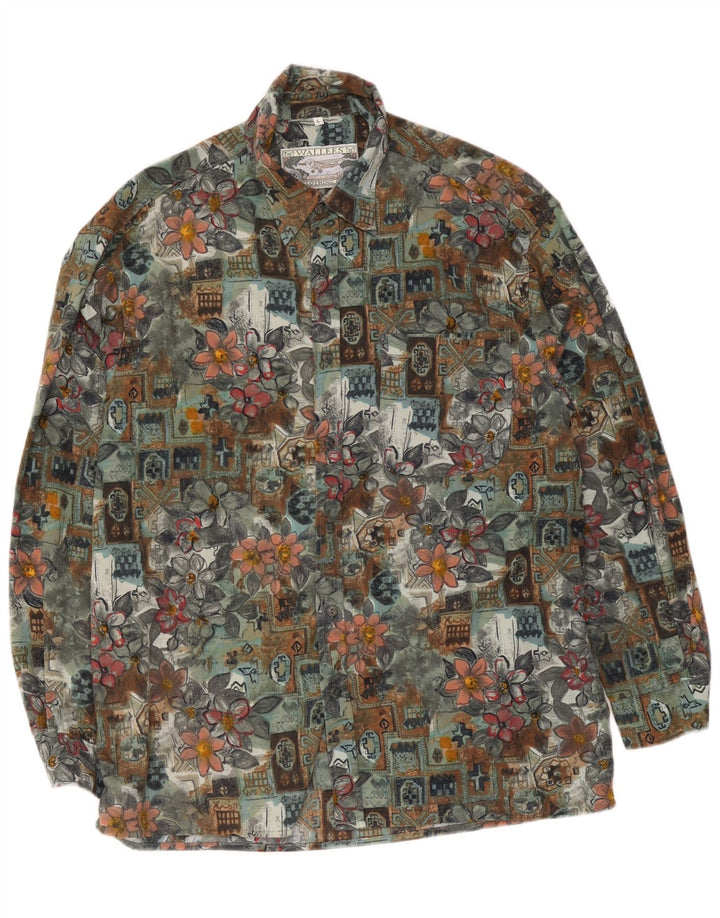 Camicia da uomo Wallees grande poliestere floreale verde
