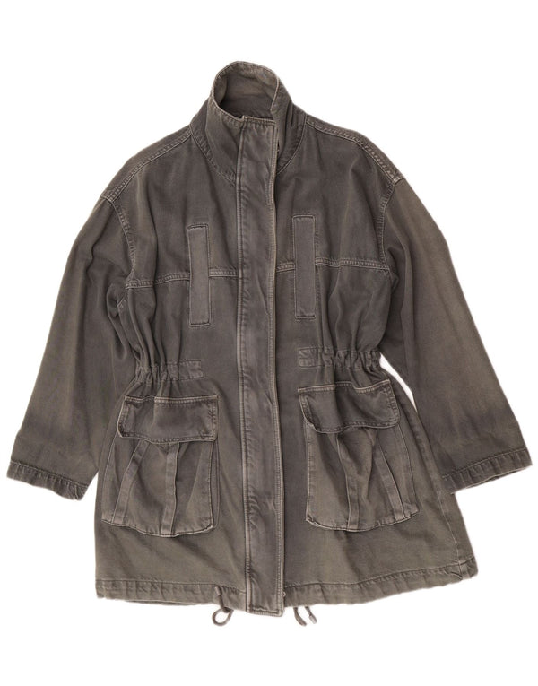 Cappotto in denim oversize da donna Zara UK 10 piccolo cotone grigio