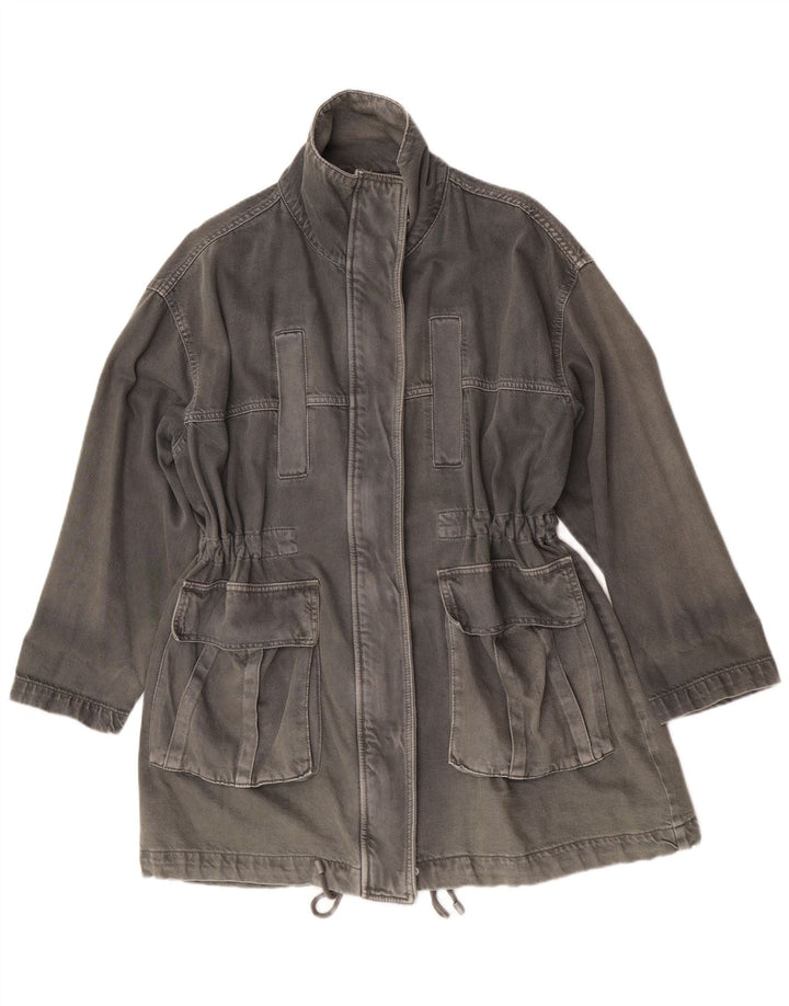 Cappotto in denim oversize da donna Zara UK 10 piccolo cotone grigio