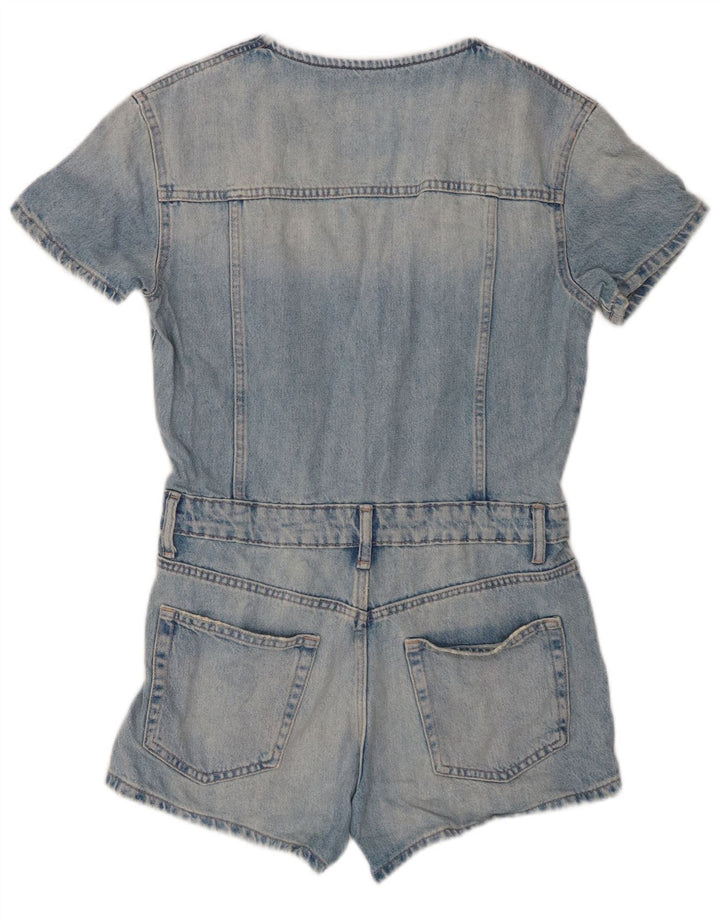 Tutina corta in denim da donna Zara UK 12 cotone blu medio