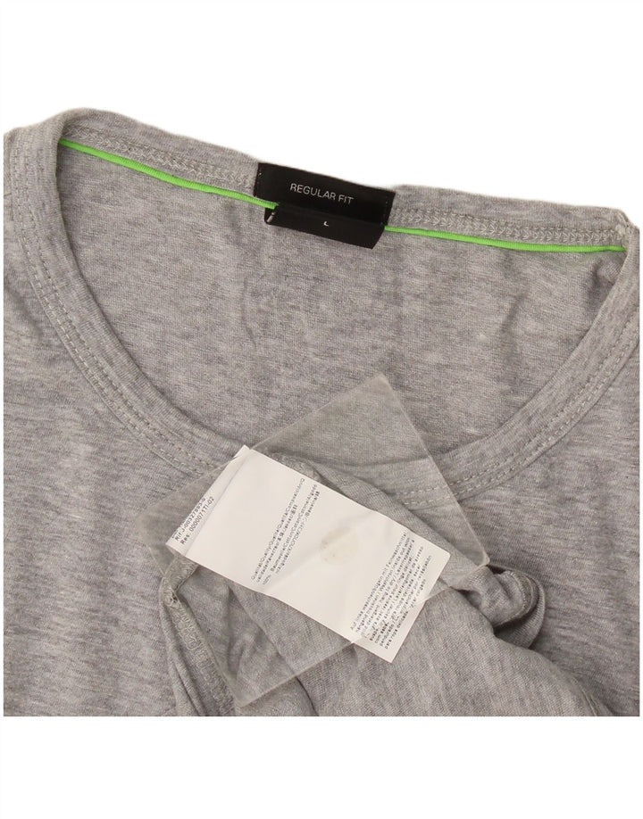 Hugo Boss T-shirt grafica da uomo con vestibilità regolare, maglietta grande in cotone grigio