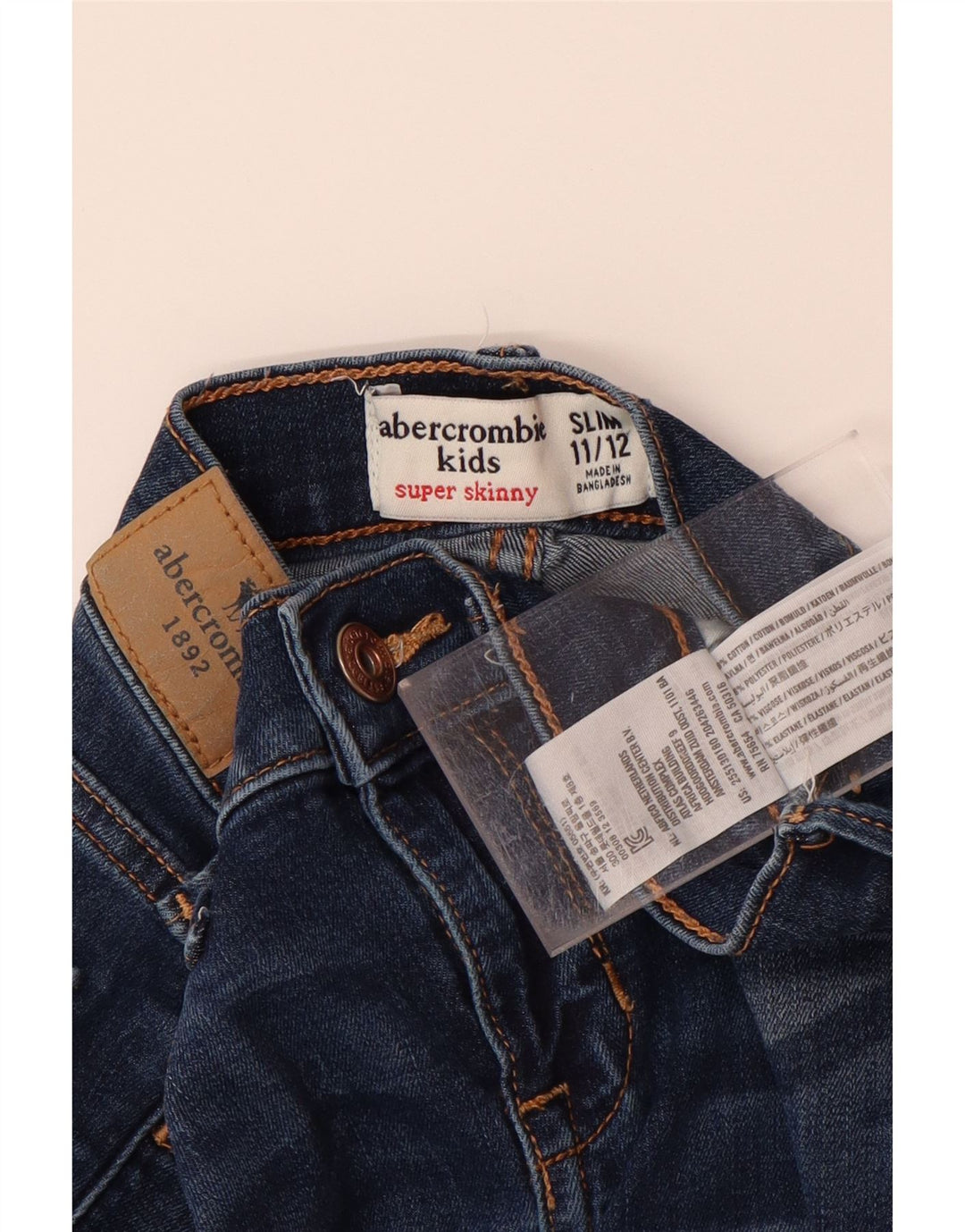 ABERCROMBIE & FITCH Jeans super skinny bambino 11-12 anni W24 L26 Blu