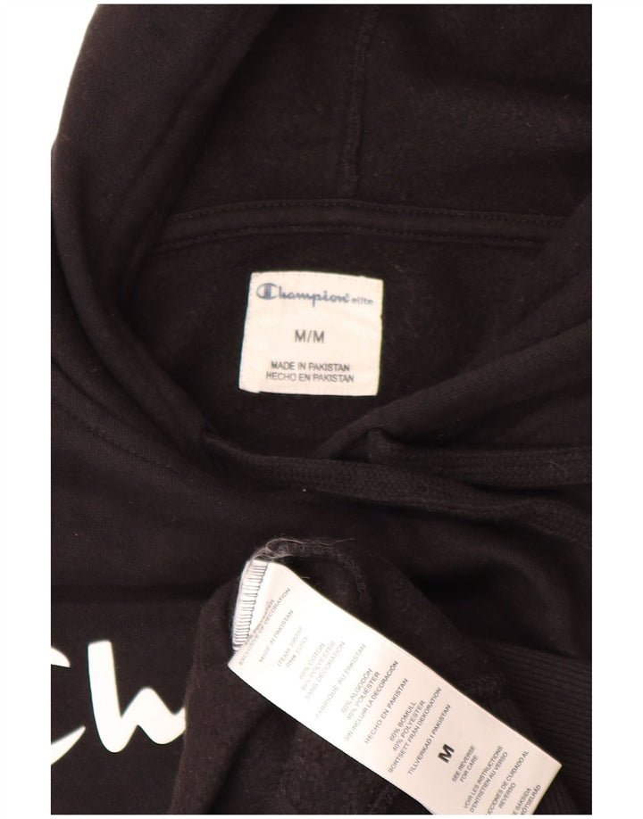 Maglione con cappuccio grafico da uomo Champion in cotone nero medio
