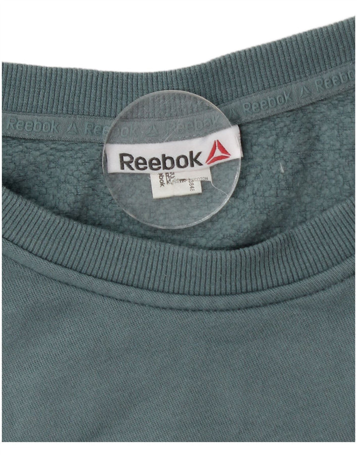 Felpa grafica Reebok da donna, maglione UK 14 grande blu