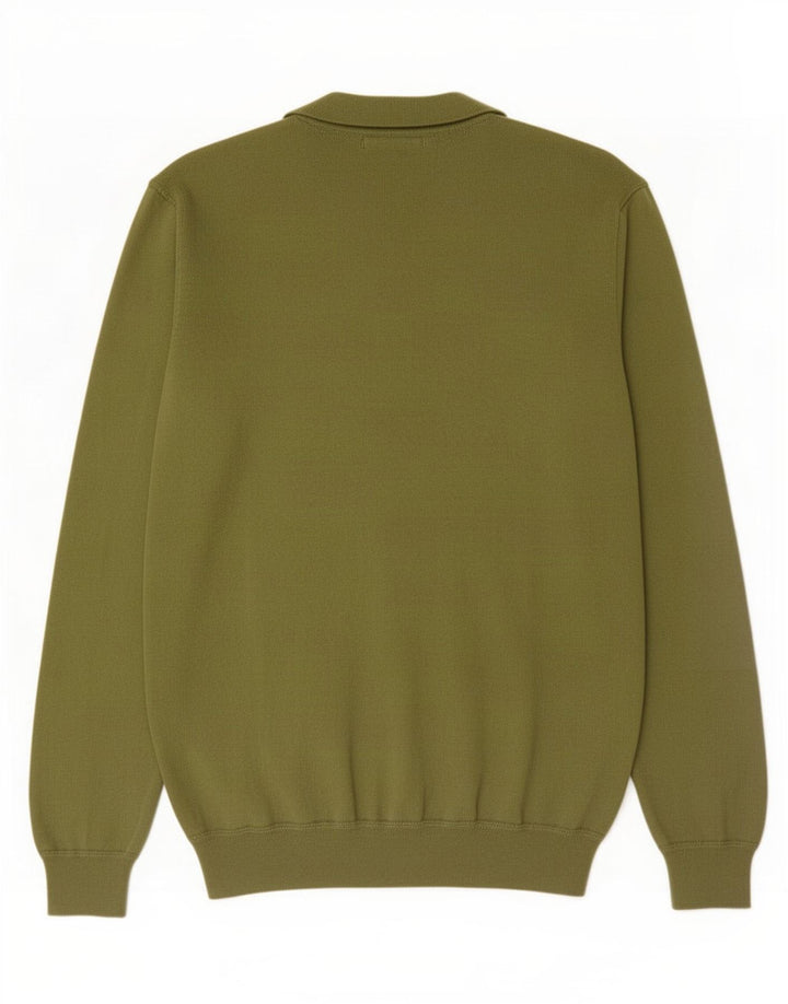 Maglione da uomo con scollo a V Rifle in cotone verde medio